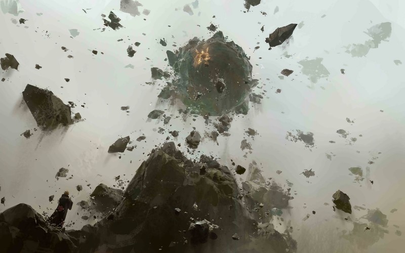 destruction, rocks, stones, shrapnel, explosion