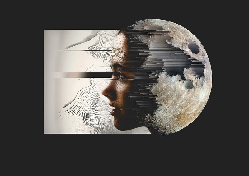 glitch art, women, frame