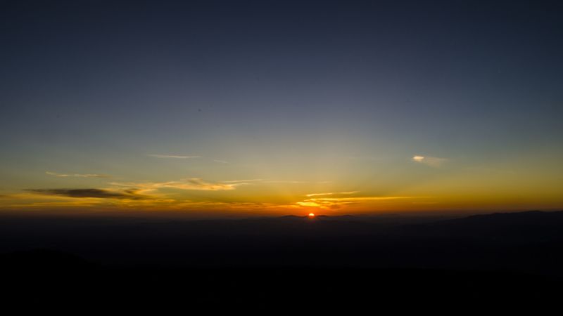 dawn, horizon, mountains, sun, sky, dark, sunrise, 4k