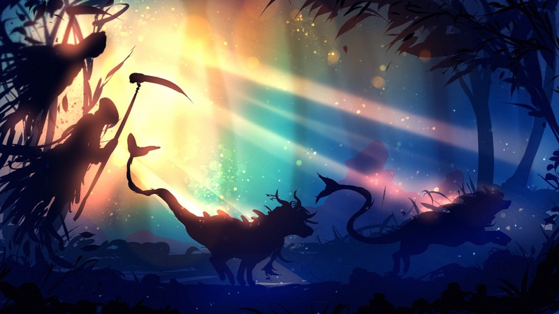 digital art, forest, death, animals, fantasy art