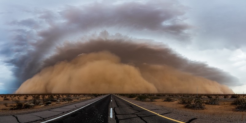 storm, sand, road, asphalt, landscape
