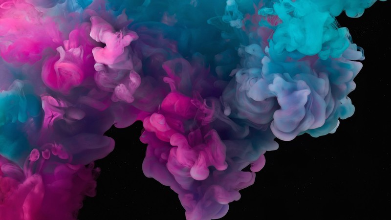 black background, colorful, shapes, smoke, black, purple, pink, turquoise, cyan