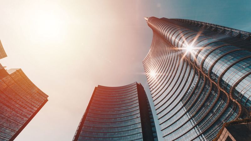 skyscrapers, bottom view, architecture, sunlight, 4k