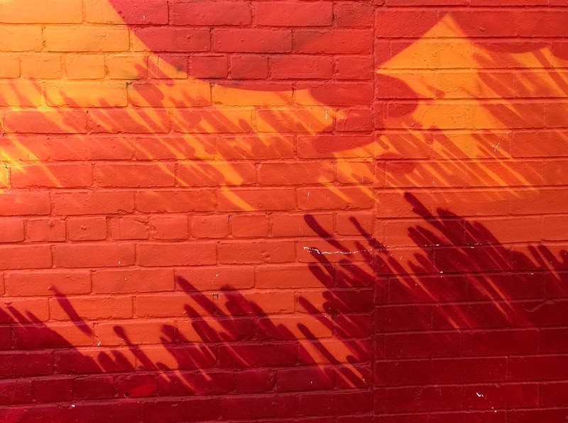 red, wall, bricks, orange