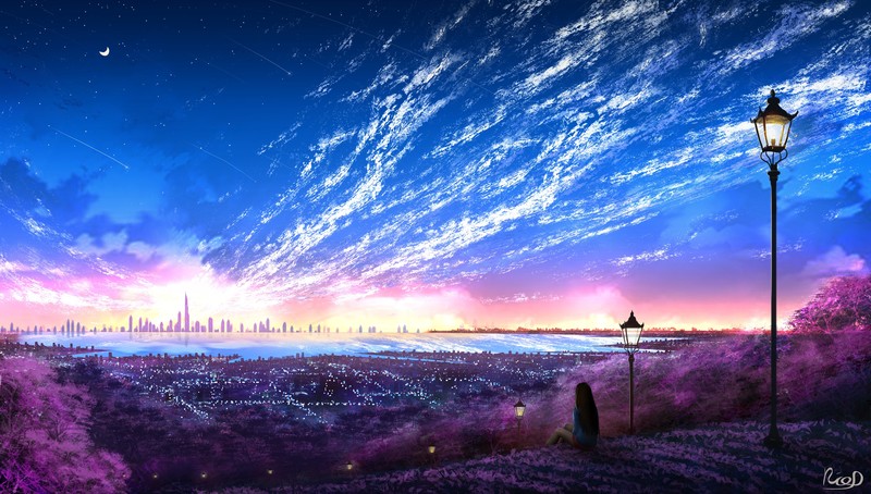 digital art, women, city, sky, clouds, illustration, artwork, DeviantArt