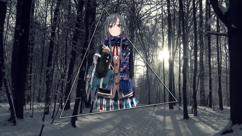 anime, snow, winter, forest, anime girls, picture-in-picture, Yahari Ore no Seishun Love Comedy wa Machigatteiru