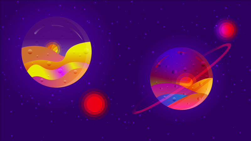 planet, space, stars, colorful