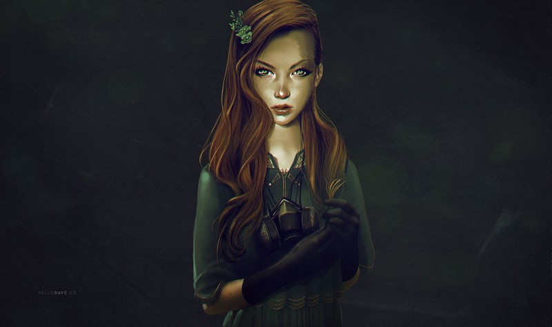 digital art, women, redhead, drawing, fantasy art