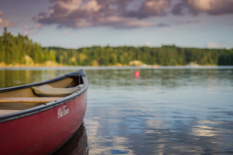 boat, river, water, depth of field, canoes, lake, calm