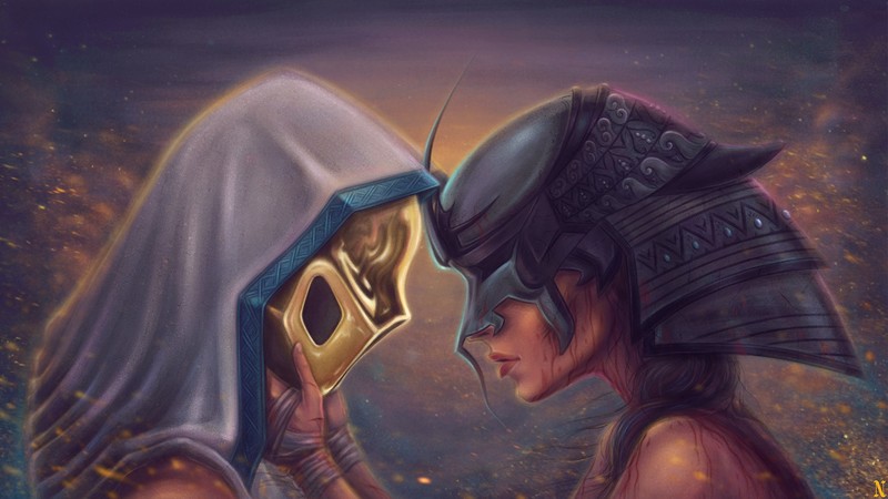 science fiction, warrior, fantasy art, female soldier, mask, digital painting, character design