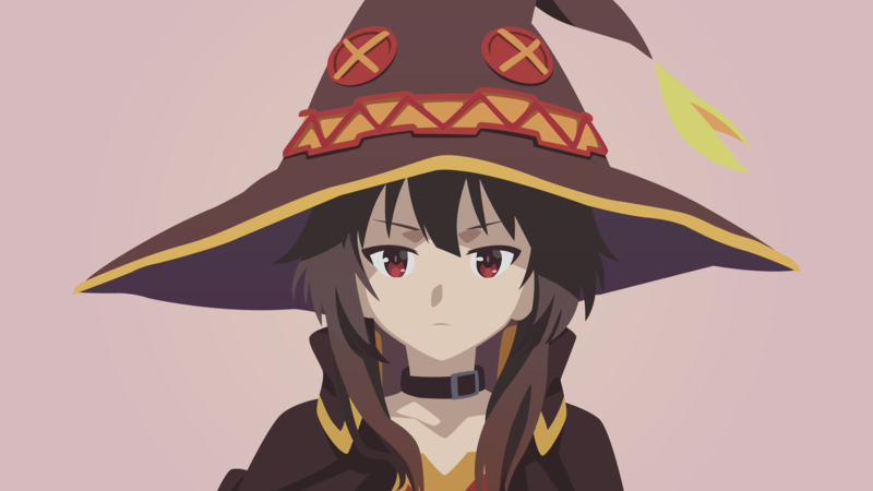 Kono Subarashii Sekai ni Shukufuku wo!, Megumin, illustration, simple, anime, witch hat, simple background, anime girls, anime vectors