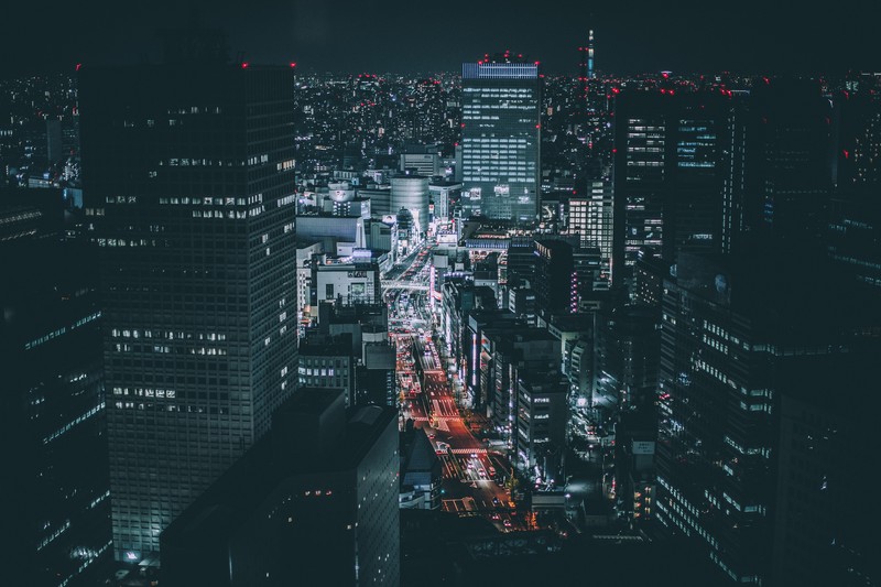 cityscape, traffic, lights, Japan