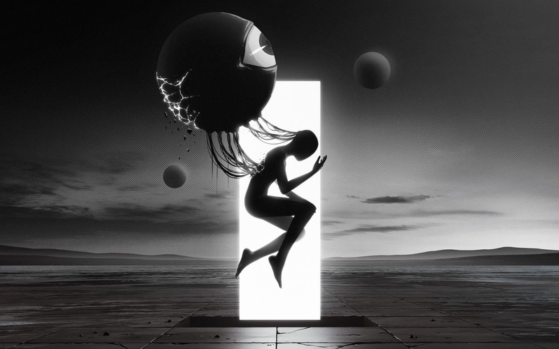 artwork, science fiction, monochrome, dark, surreal, Oska