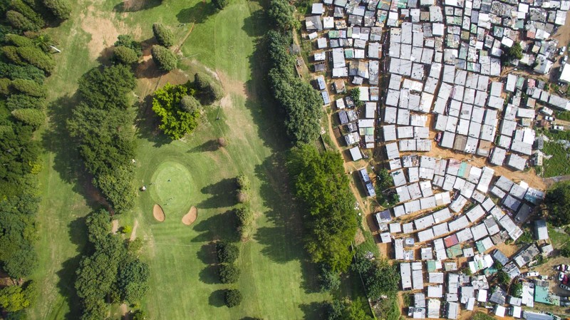 nature, landscape, forest, trees, mist, aerial view, field, drone photo, South Africa, shack, golf course, ghetto, slum
