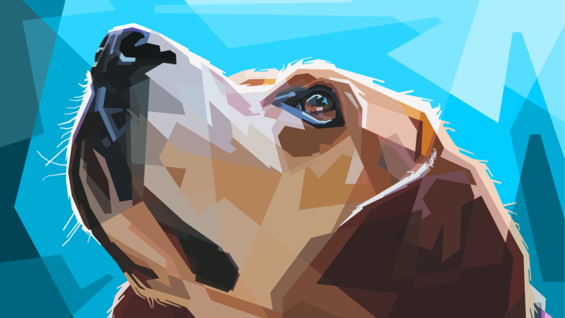 animals, digital art, dog, muzzles, illustration, polygon art, Beagles, cyan, beagle, artwork