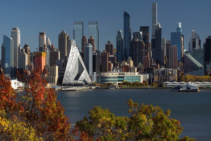 architecture, building, New York City, USA, skyscraper, cityscape, render, trees, water