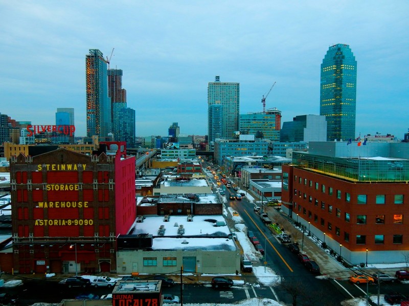architecture, building, New York City, USA, skyscraper, cityscape, snow, cranes (machine), winter, street, warehouse, car, house