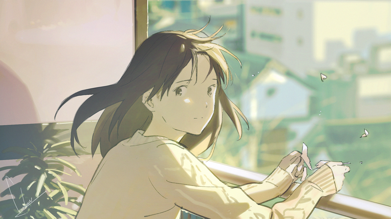 anime, anime girls, window, brunette