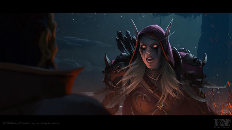World of Warcraft, Warcraft, World of Warcraft: Battle for Azeroth, digital art, artwork, elven, pointed ears, Sylvanas Windrunner, red eyes, blonde, Blizzard Entertainment, video games, women, fantasy art