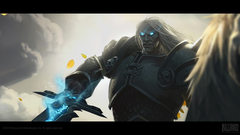 World of Warcraft, Warcraft, World of Warcraft: Battle for Azeroth, digital art, artwork, blue eyes, white hair, Arthas Menethil, Arthas, #frostmourne, Blizzard Entertainment, video games, men, fantasy art
