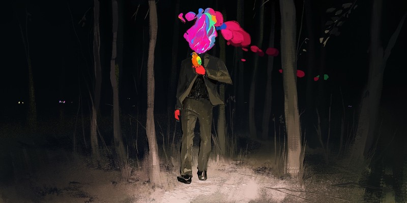 forest, environment, birds, suits, colorful, abstract, fire