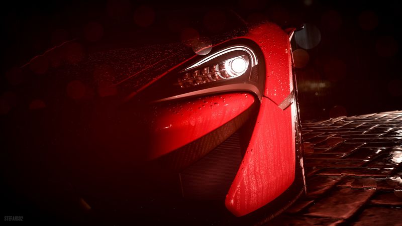 car, headlight, drops, rain, art, 4k