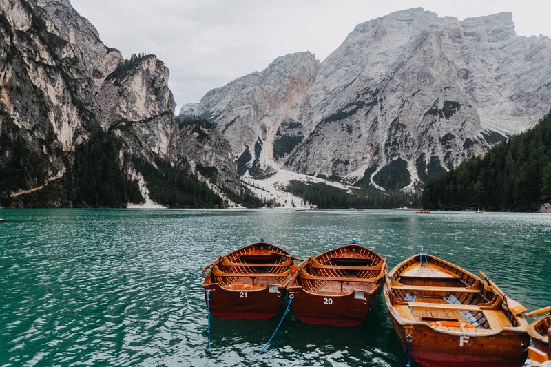 river, boat, nature, water, mountains