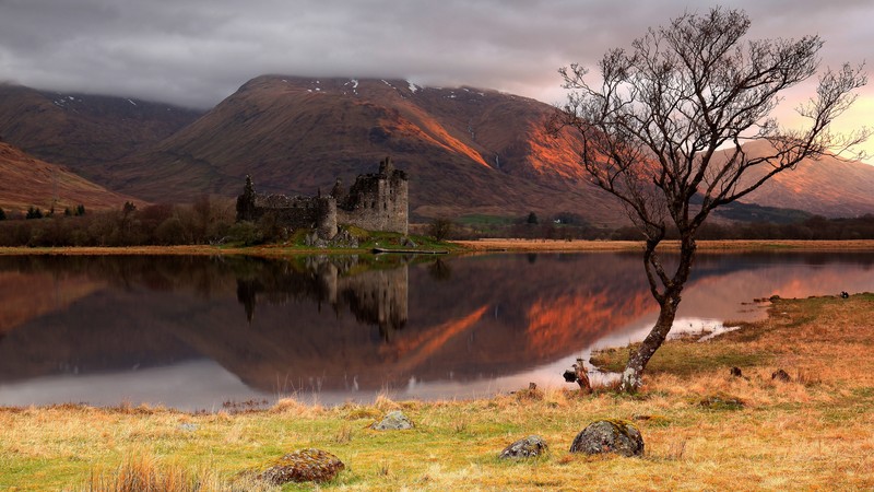 nature, ruin, castle, reflection, water