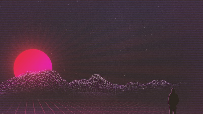 digital art, mountains, men, Sun, artwork