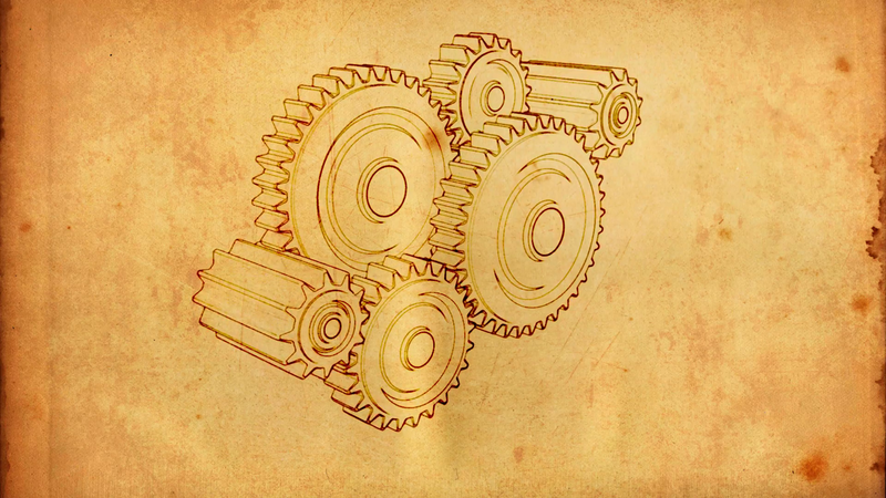 technology, gears, sketches, minimalism