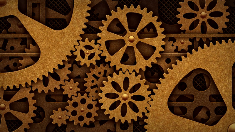 technology, gears, grid, wheels, digital art, steampunk