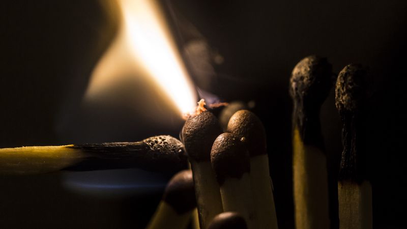 matches, fire, sulfur, flame, 4k