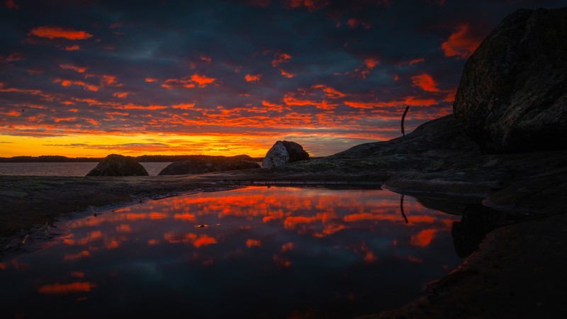 nature, dark, sky, clouds, sunlight, reflection