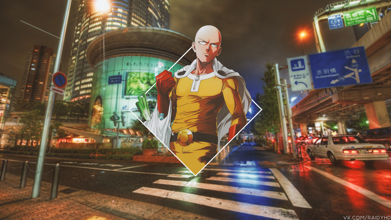 anime, picture-in-picture, anime boys, Saitama, One-Punch Man
