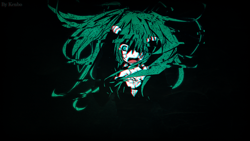 anime girls, anime, green hair, long hair, black background