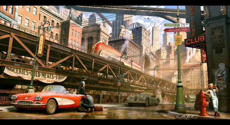 city, train, car, men, Vladimir Manyukhin