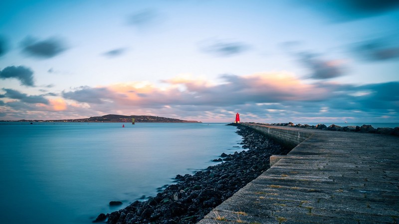 pier, lighthouse, sea, coast, Dublin, Ireland