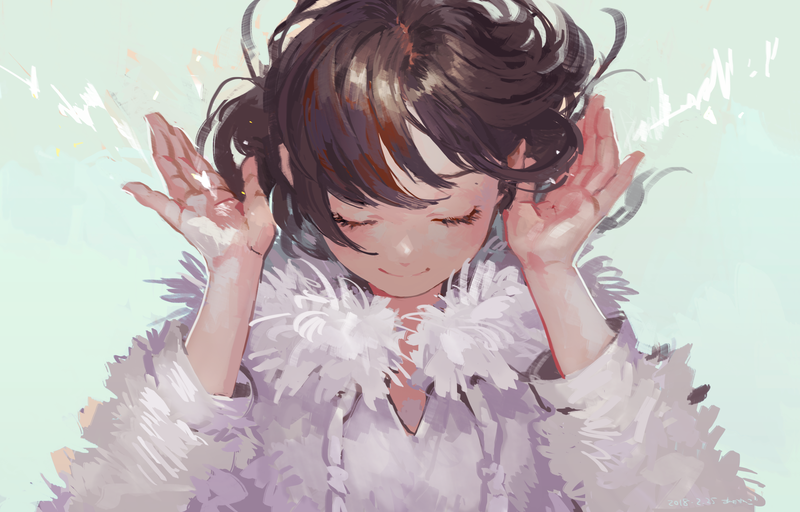 anime girls, original characters, white jacket, music