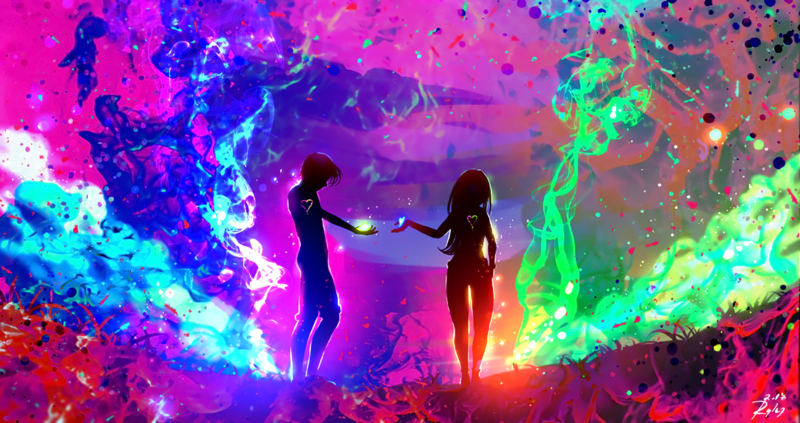 digital art, couple, love, colorful, ryky