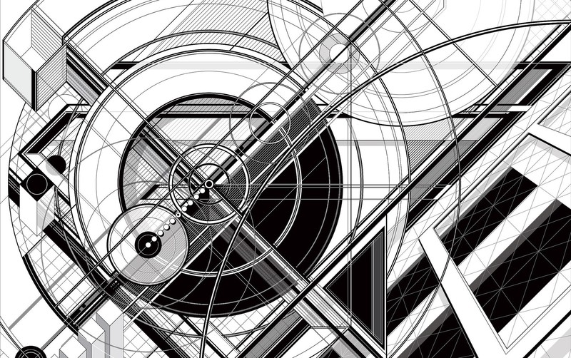 monochrome, abstract, geometry, circle, architecture