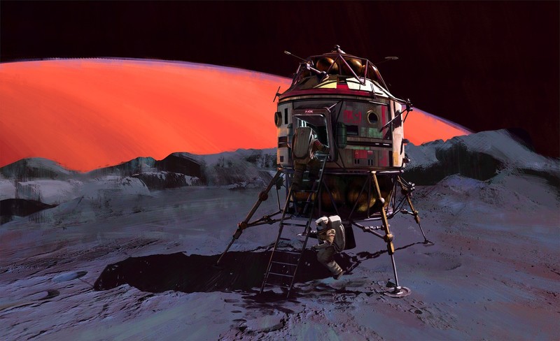 astronaut, vehicle, space, space art, artwork