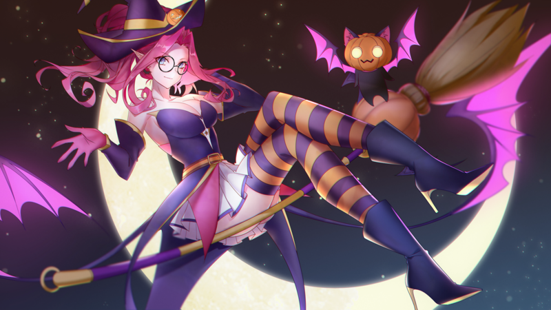 boobs, pumpkin, witch hat, hat, Halloween, witch, Janna, Janna (League of Legends), League of Legends