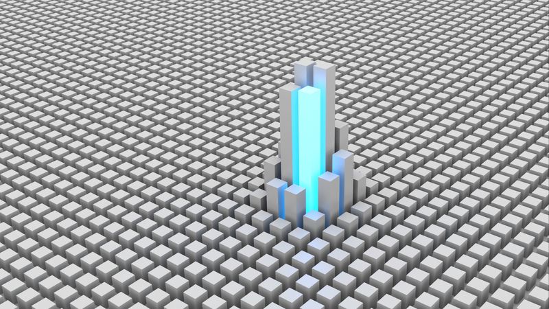cubes, shapes, space, glow, building, 4k