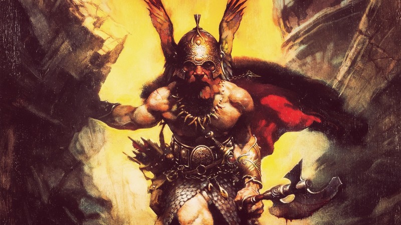 Frank Frazetta, artwork, concept art, fantasy art, axes