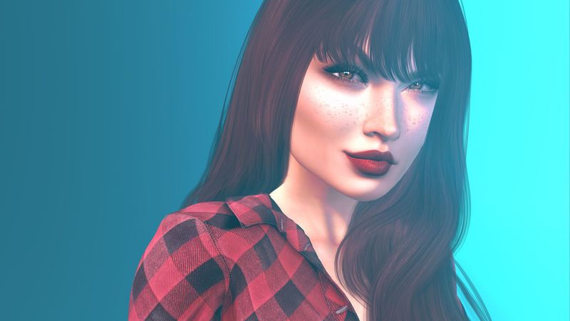 girl, face, art, freckles, brunette, 4k