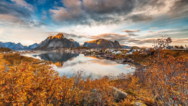 Lofoten, mountains, nature, landscape, fall