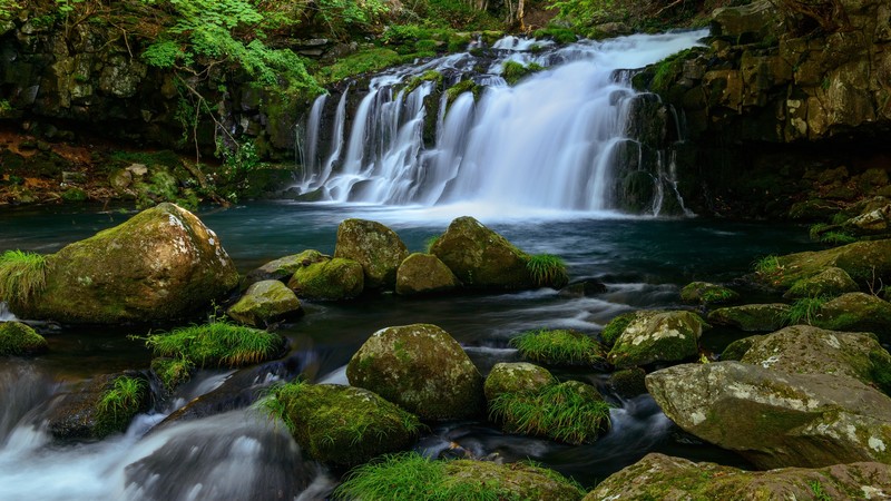 nature, water, stones, waterfall