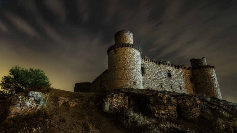 sky, dark, castle, ruin