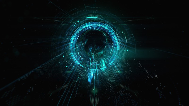 abstract, dark, digital art, cyan