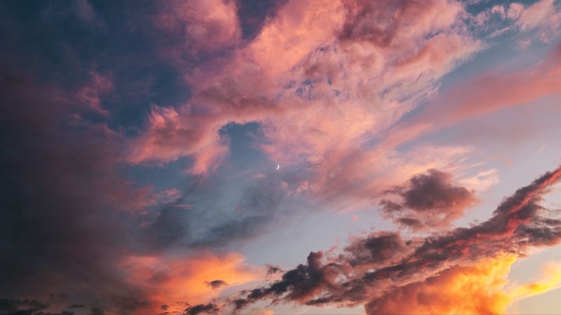 clouds, sky, sunset, dawn, porous, 4k